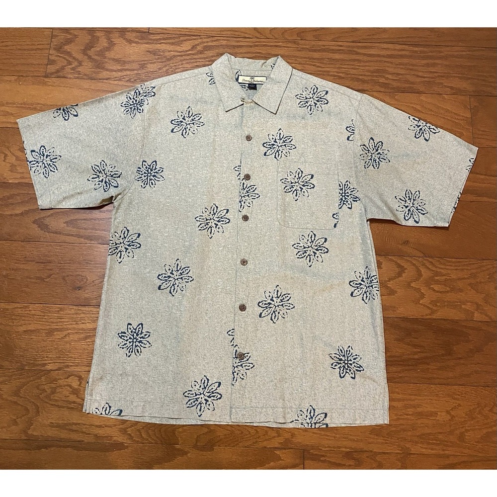 Tommy Bahama Camp Hawaiian Shirt 100% Silk Floral Men's M Excellent Condition